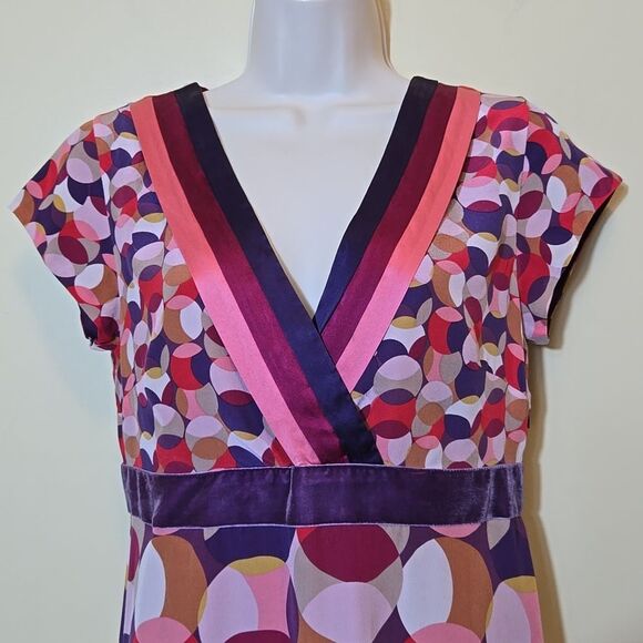 Boden Limited Edition Y2K Silk Babydoll Dress Size 6 Geometric Rockabilly Retro - Picture 7 of 16